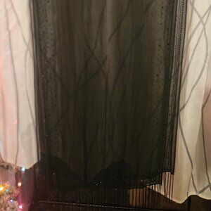 Elegant Black Sheer Scarf with Sequined Accent